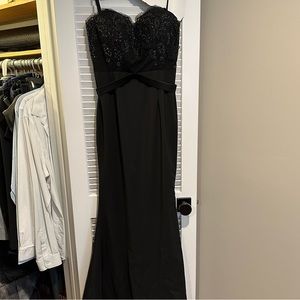 Portia & Scarlett Black Lody Sienna w/ Lace Train Dress